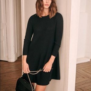Sezane wool Janice dress in black